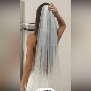 Pearl Beaded Veil Elbow Length